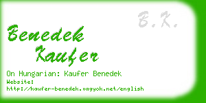 benedek kaufer business card